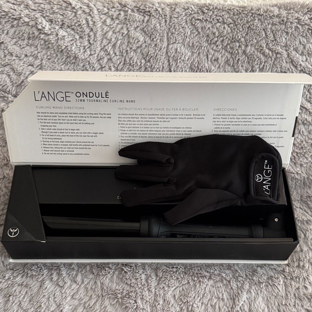 Lange Black Curling Wand with Glove